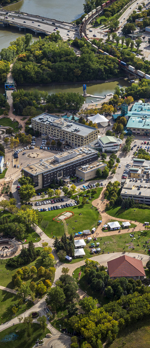 Aerial view of The Forks